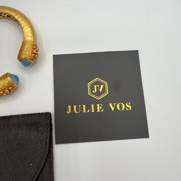 Julie Vos Iridescent Capri Blue Hinged Bangle Cuff Bracelet (retired design) - Picture 10 of 11